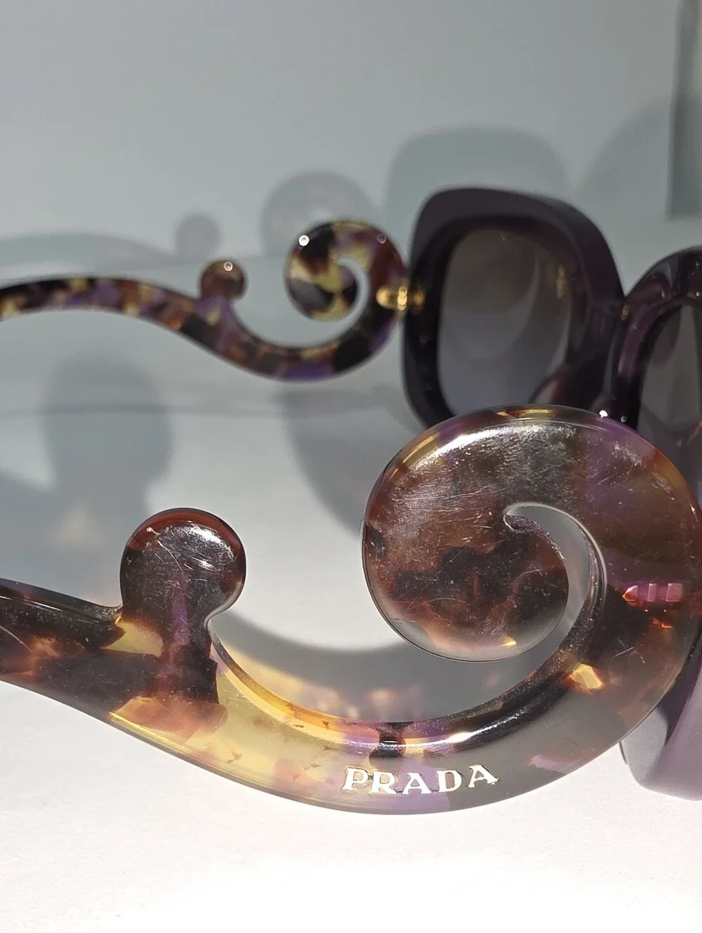 Prada Sunglasses Baroque Swirl Round Purple Marble